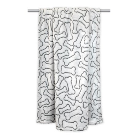 DESIGN IMPORTS Grey Embossed Bone Print Pet Blanket CAMZ34143